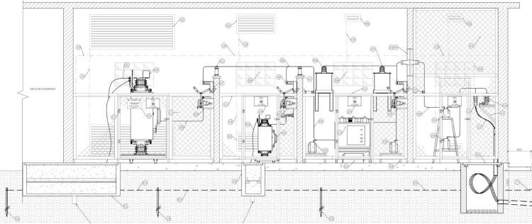 Montagem eletromecânica de uma subestação em alvenaria