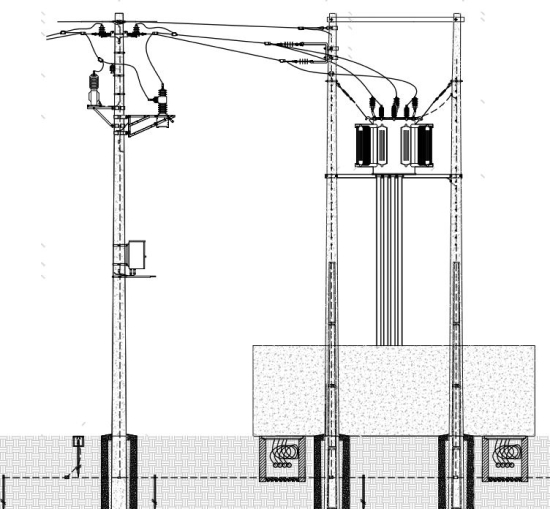 Subestação ao tempo em estrutura de poste